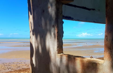 On the beach, sun loungers