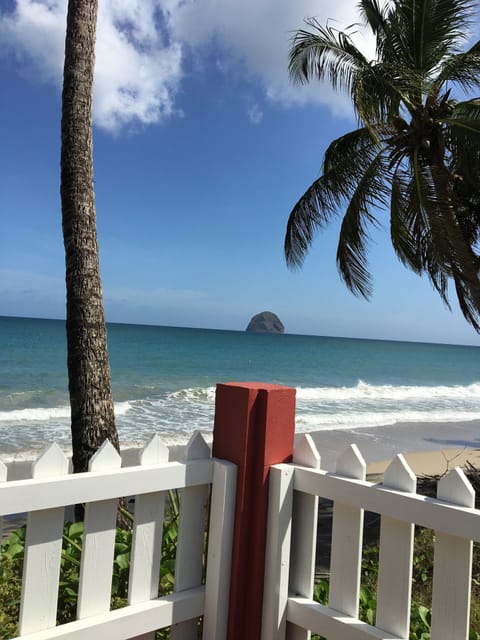 On the beach, sun loungers, beach towels