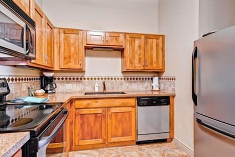 Fully equipped kitchen in apartment
