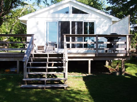 Side deck with slider facing water