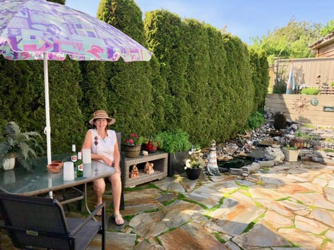 Our flagstone patio and garden. Have your meals & drinks here in season.