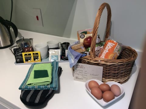 Welcome basket included.