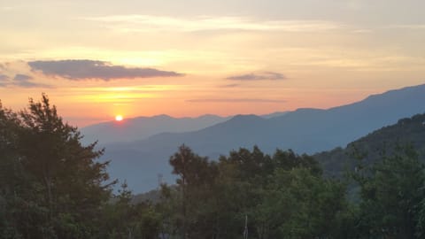 Beautiful sunrise over the mountains from our patio.