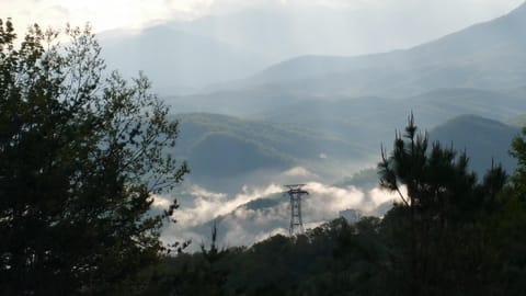 Slightly zoomed view of the Ober Tram from the porch and living room windows.