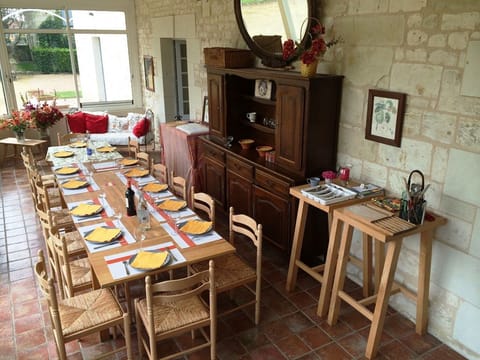 large dining-room with glassed windows on the park
