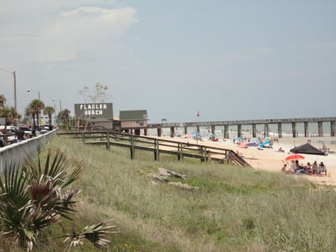 On the beach, sun loungers, beach towels