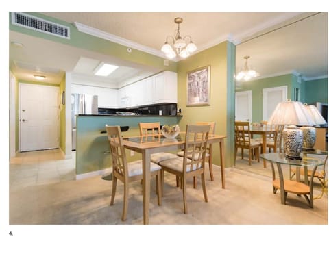 Complete Modern Kitchen w Black Marble Breakfast Counter. Table with 4 Chairs