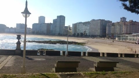 Beach nearby, sun loungers