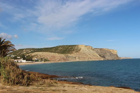 Beach nearby, sun loungers