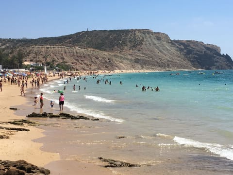 Beach nearby, sun loungers