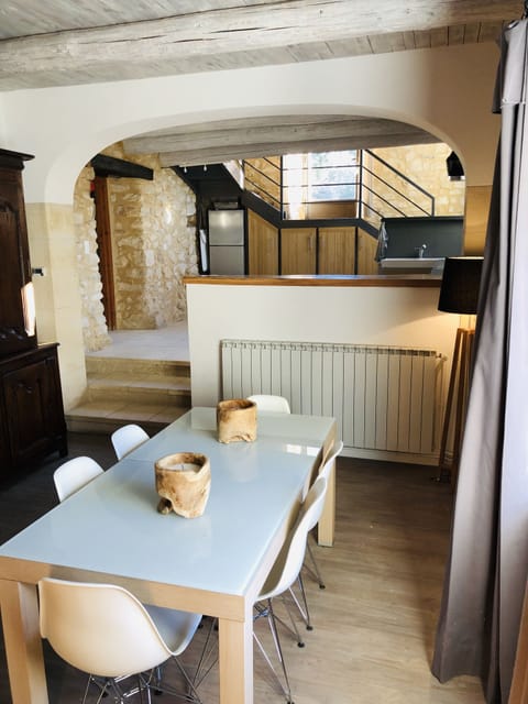 Kitchen overlooking the winter dining room