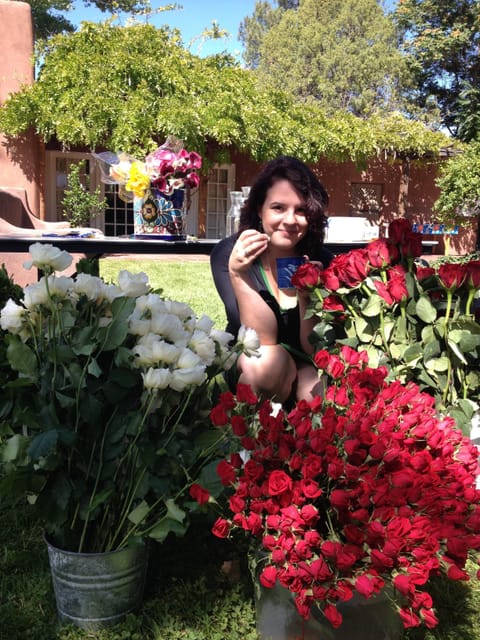 A guest enjoying coffee in the courtyard