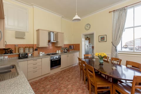 The whole kitchen and dining area