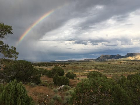 Looking at Mesa Verde on a rainy, rainbow day. Just 7 minutes from Deer Creek.