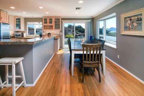 Enjoy views of the rock from the dining room table