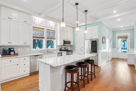 Amazing kitchen with top-of-the-line appliances, separate ice maker, gas stove, trash compactor, tons of extra cooking gear and reverse osmosis filtered water