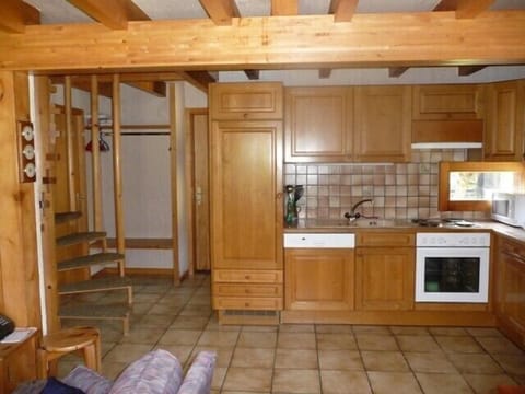 Kitchen and spiral staircase