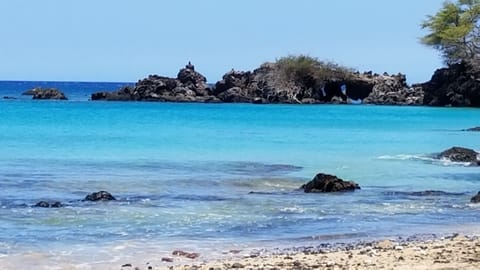 Beach nearby, sun loungers