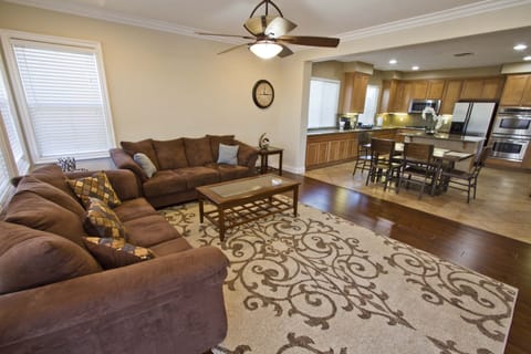 Great Room- large family room combined w/ casual dining, kitchen, bar, TV sofa 