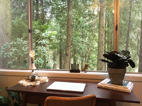 The bedroom desk space is the perfect spot to get some work done on free wifi