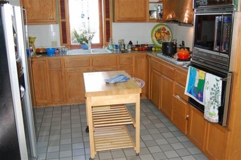 kitchen has everything you need, including many spices and condiments 