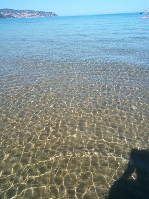 On the beach, sun loungers