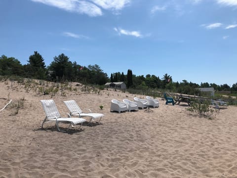 Beach nearby, sun loungers