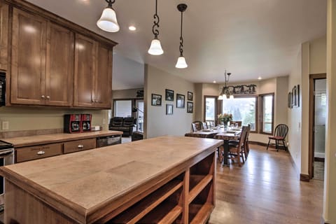 Kitchen island and dining table.