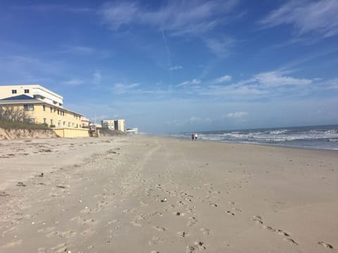 On the beach, sun loungers, beach towels