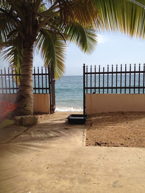 On the beach, sun loungers, beach towels