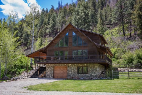 Chalet Closeup with Private Mountain Backdrop