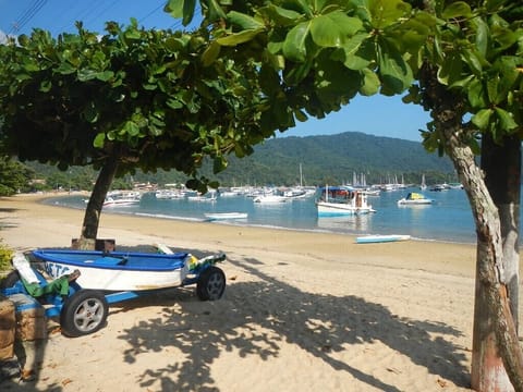 On the beach, sun loungers, beach towels