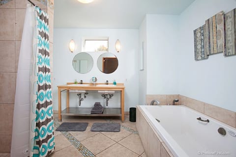 The master bath has a jacuzzi tub...