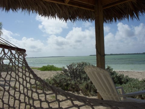 On the beach, sun loungers, beach towels