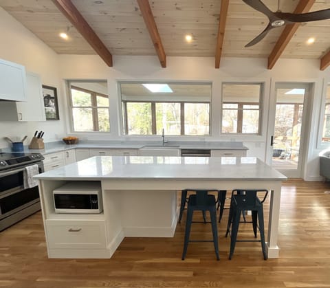 Newly remodeled kitchen with island seating