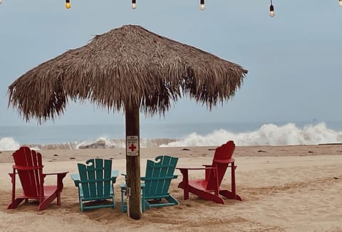 On the beach, beach towels