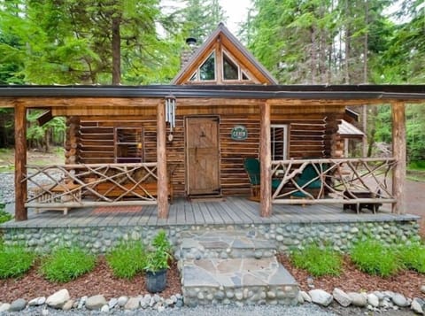 Front of the Log Cabin on 4 Acres in the Big Woods. This is a romantic spot.