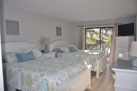 Coastal Themed Guest Bedroom with 2 Queen Beds - New Furniture & Bedding