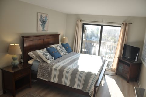 Beautifully updated Master Bedroom with King bed and balcony access