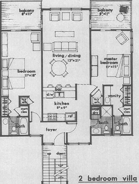 Floor Plan: Private Bedrooms w/ separate bath & open concept main living
