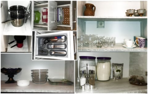 Fridge, stovetop, coffee/tea maker, cookware/dishes/utensils