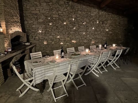 The courtyard with a large built in wood fire barbecue