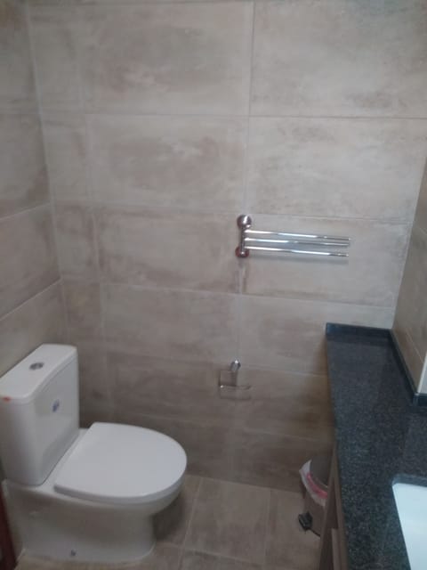 Combined shower/tub, bidet, towels