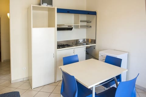 Fridge, dining tables