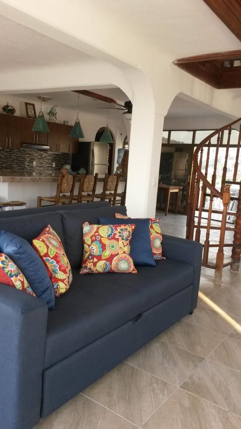 living area with king size sleeper sofa