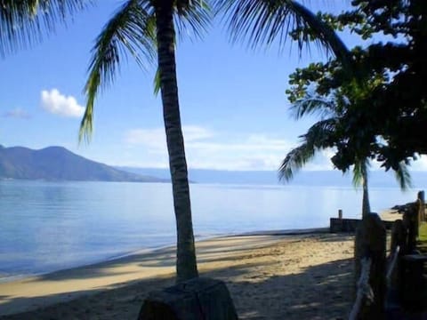 On the beach, sun loungers