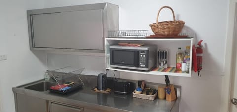 Fridge, microwave, oven, coffee/tea maker