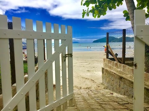 On the beach, sun loungers