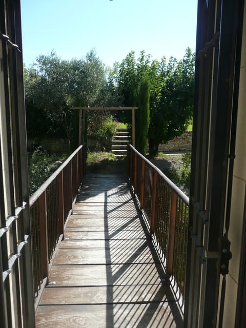 Bridge to pool from first floor bedrooms