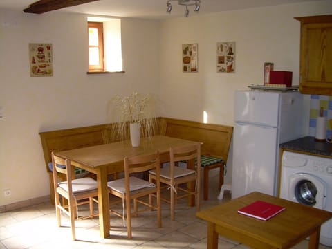 Dining table and kitchen